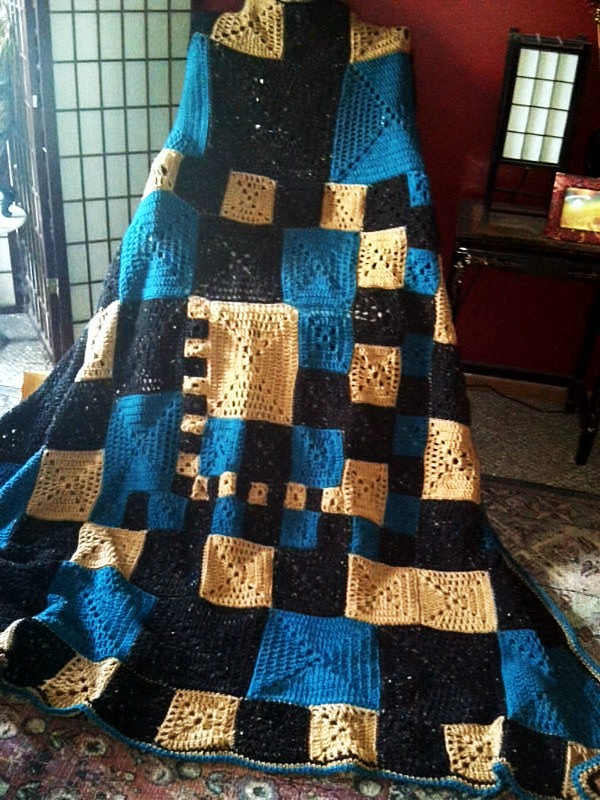 geometric grannies afghan finished